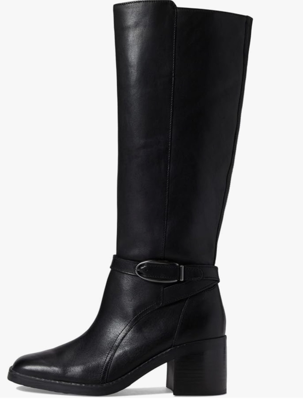 Black Leather Mid-Calf Heeled Boots - Women's Naturalizer w/o Box - Picture 3 of 6